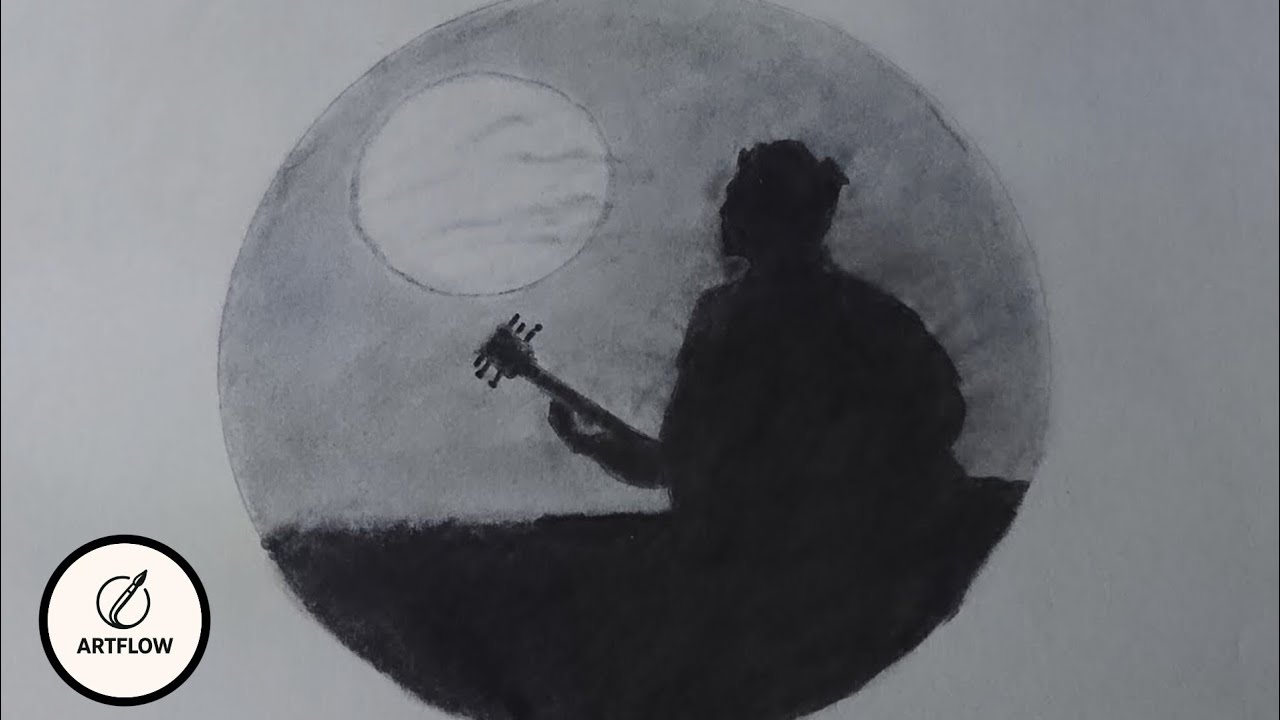 How to draw a boy with guitar drawing 
