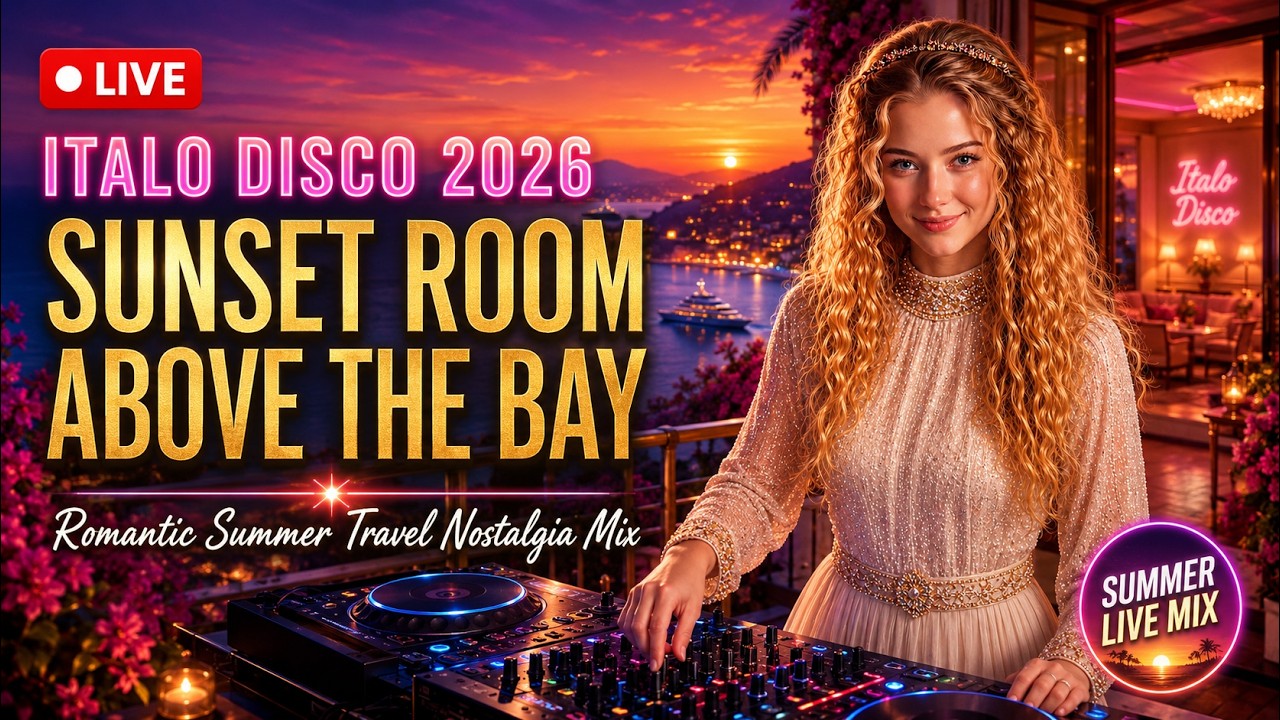 🔴 LIVE Italo Disco 2026 &bull; Sunset Room Above The Bay | Romantic Summer Travel Nostalgia Mix