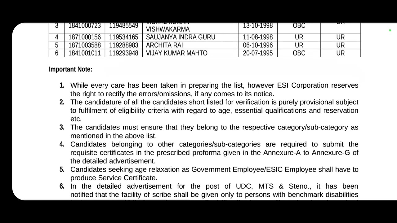 ESIC UDC Jharkhand Region DV List #esicudcdvdates #esicudc2022 #esicudc @SarkariNaukriValeBaba