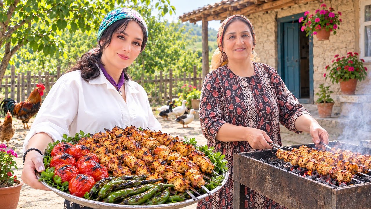 Cooking persian joojeh kabab in nature on a cozy Autumn day🍂💥 | Rural life inIran