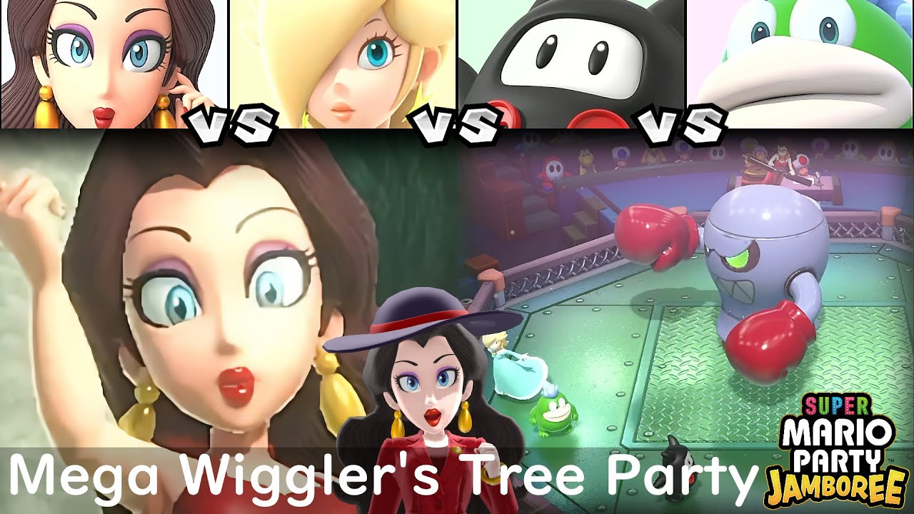 Super Mario Party Jamboree Pauline vs Rosalina vs Ninji vs Spike in Mega Wiggler's Tree Party
