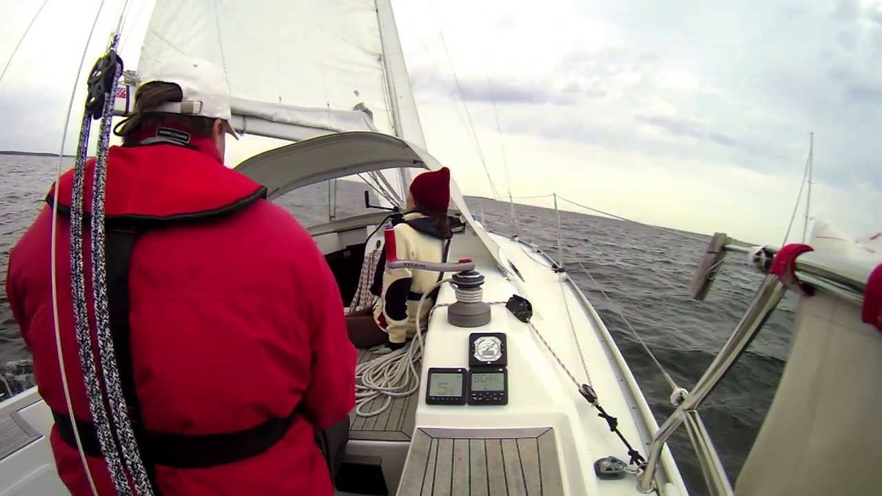 S/Y Lee (Hanse 355) overtaking a motoring sailboat on July 7, 2012