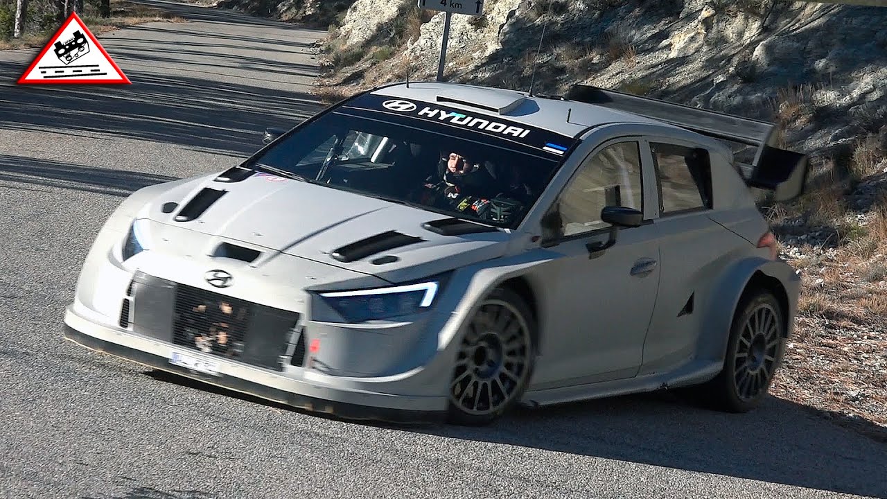 Test Day Ott T&auml;nak | Pre Rallye Monte-Carlo WRC 2022 | Hyundai i20 Rally1  Hybrid [Passats de canto]