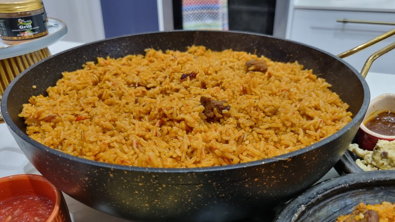 Bell Pepper Toolo Beef Jollof Rice Combo