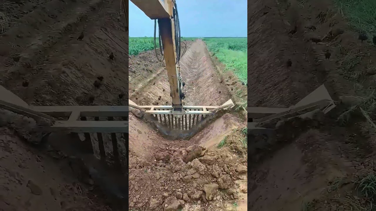One Pass Trenching with Trapezoidal Bucket Excavator