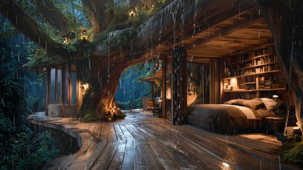 Gentle Night Rain in the Deep Forest 🌧️| Relax & Deep Sleep