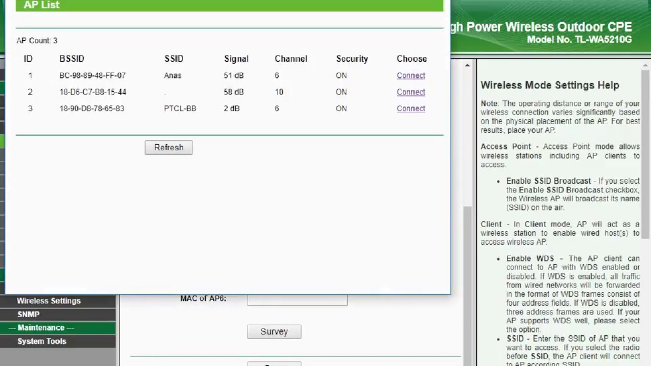 client mode setting in tp link 5210