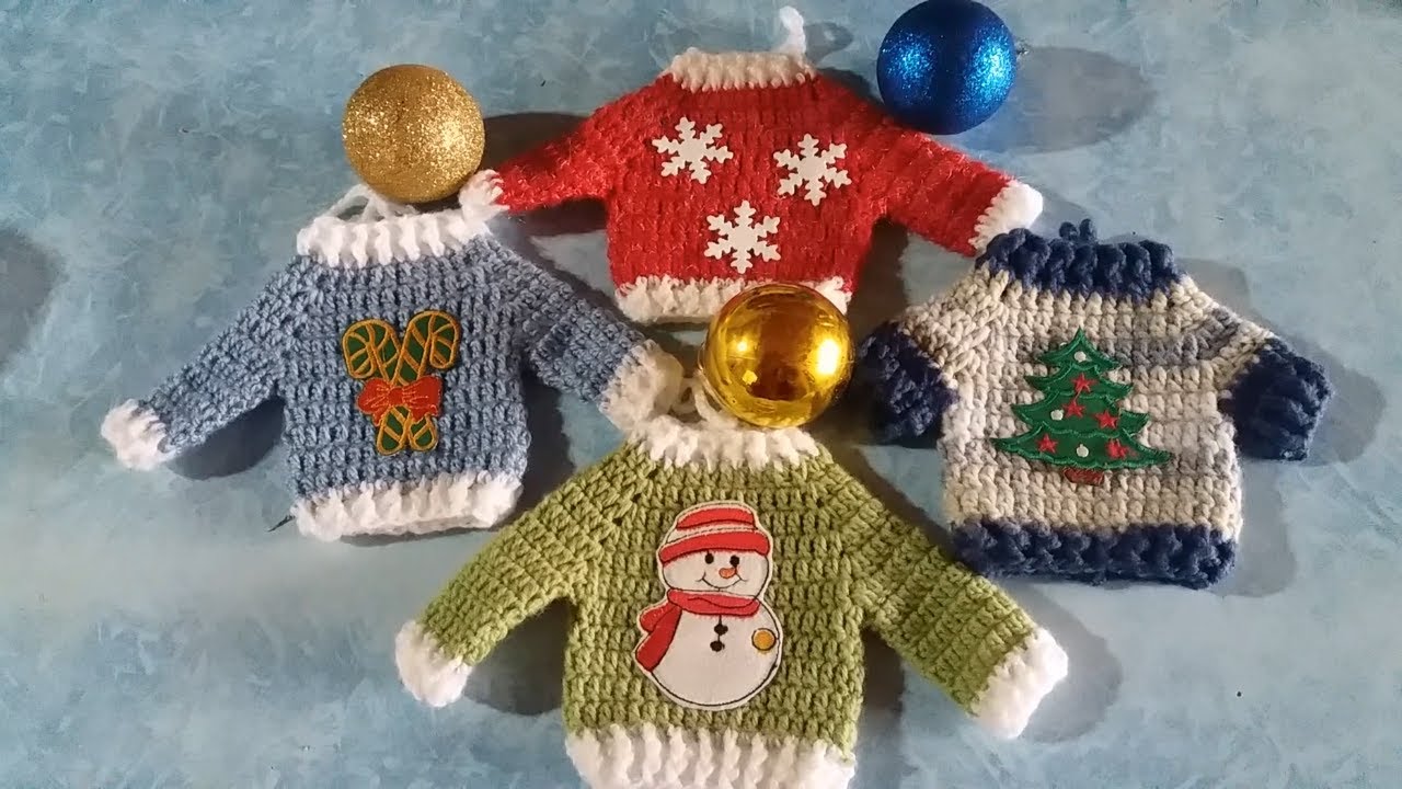 Suetercitos navideños, 🥰para decorar, amigurumis o muñecas. 🎅☃️❄🎄