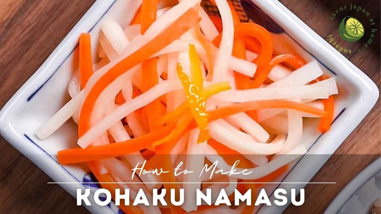 How to Make Kohaku Namasu (Traditional Japanese Pickled Daikon & Carrot Salad)