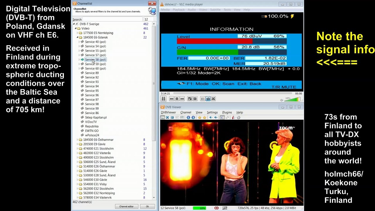 Digital TV DX 2024 - Long distance DVB-T reception of 705 km during tropo conditions, Poland-Finland