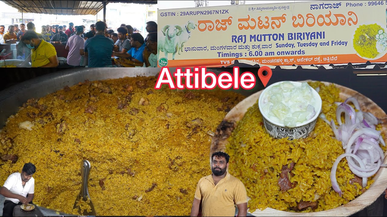 ATTIBELE RAJ MUTTON BIRYANI RECIPE IN BIG QUANTI 4 AM FAMOUS BIRYANI | Bangalore Famous Biryani