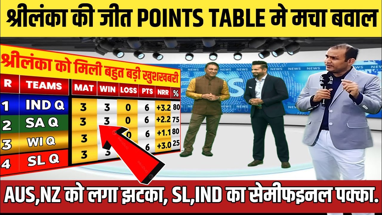T20 World Cup points table श्रीलंका की जीत AUS की हार से पॉइंट्स टेबल मे भूचाल ind sl का सेमीफाइनल