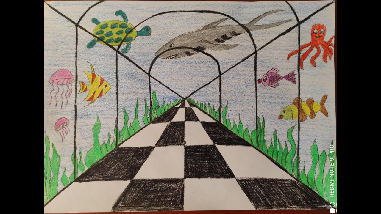 AKVARYUM ÇİZİMİ-PERSPEKTİF-perspective aquarium drawing-uzaktan eğitim görsel sanatlar