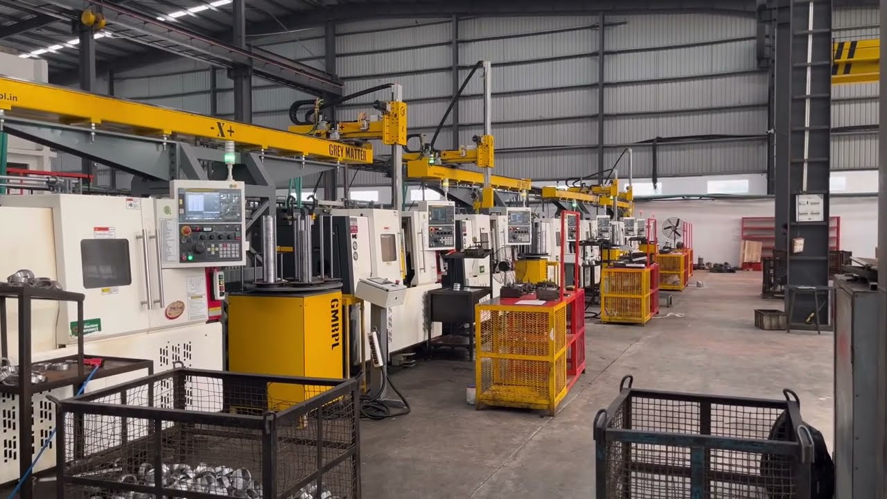 CNC machine tending with Gantry robot - Line automation  by  Grey Matter Robotics #cnc