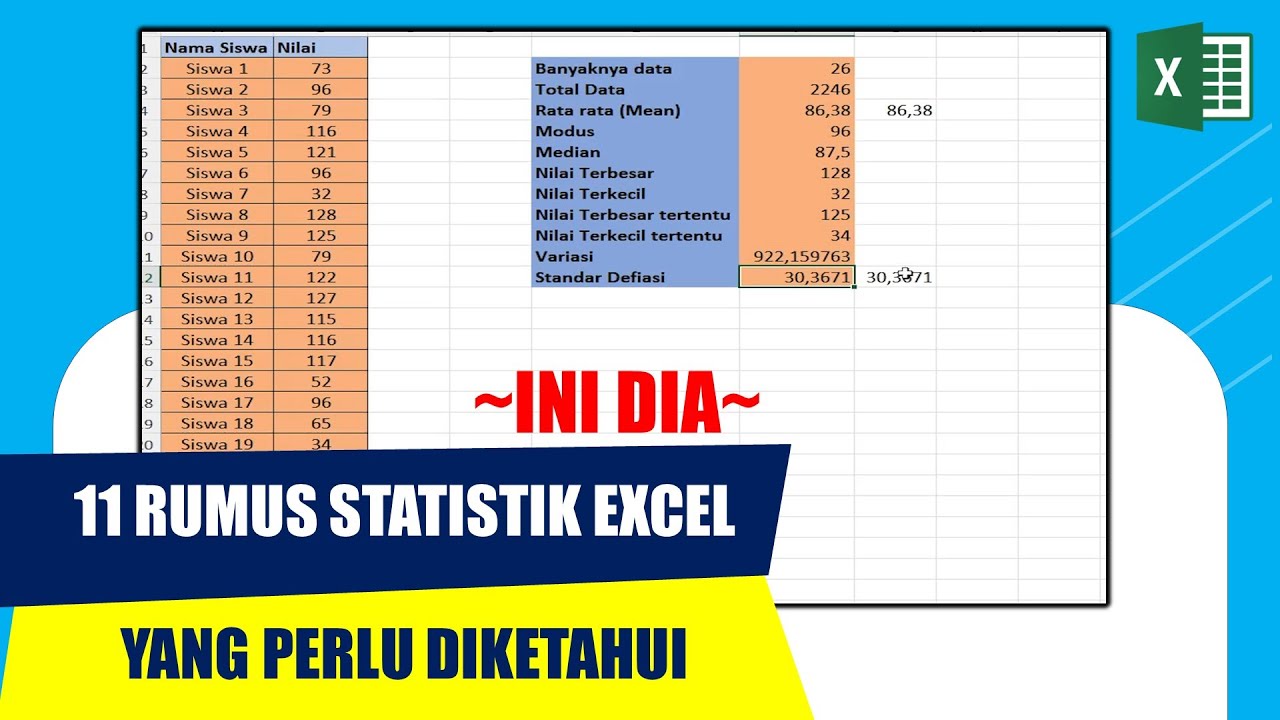 11 Rumus Statistik Excel yang Perlu diketahui