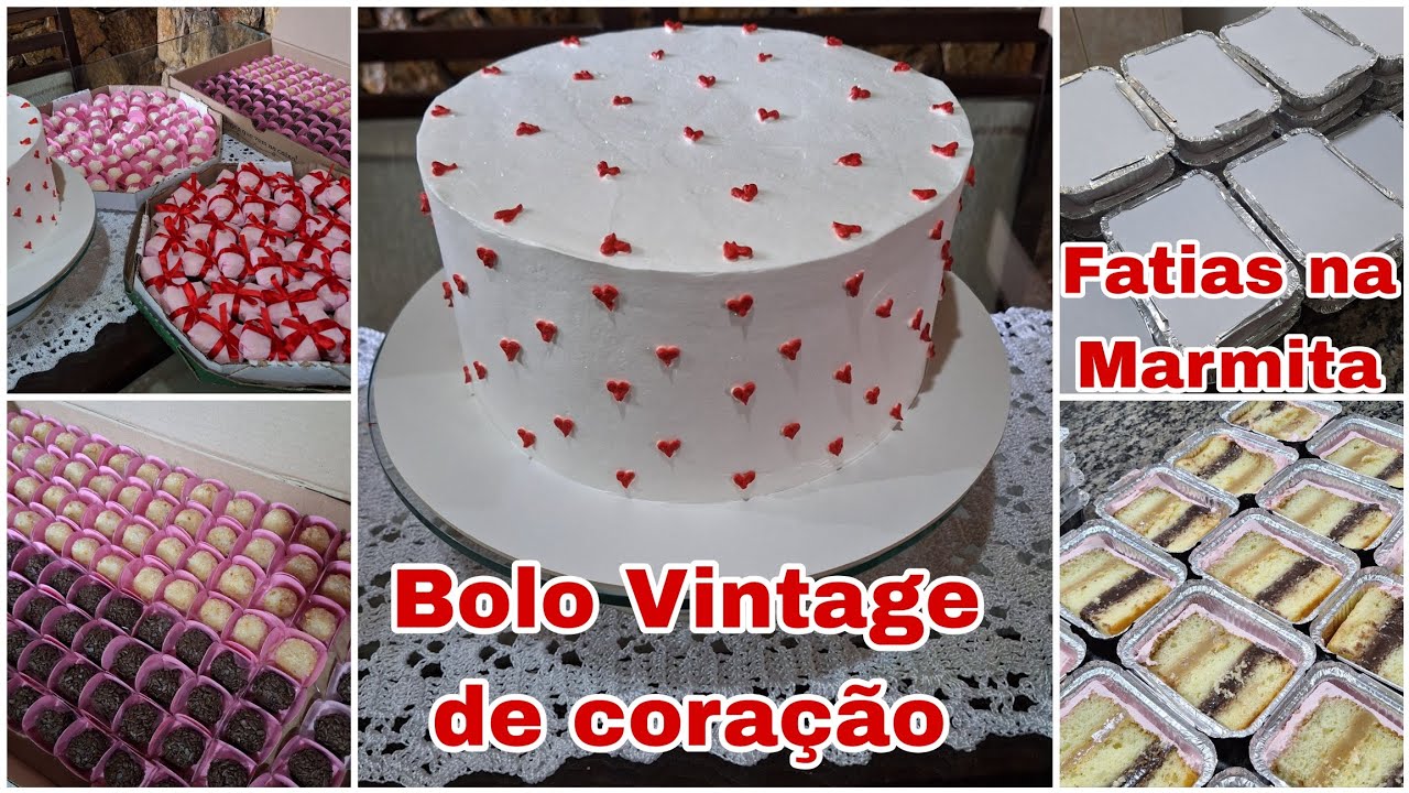 BOLO DE CORTE NA MARMITA PARA 30 FATIAS| | BOLO VINTAGE DE CORAÇÃO| SILVANA SOUZA 