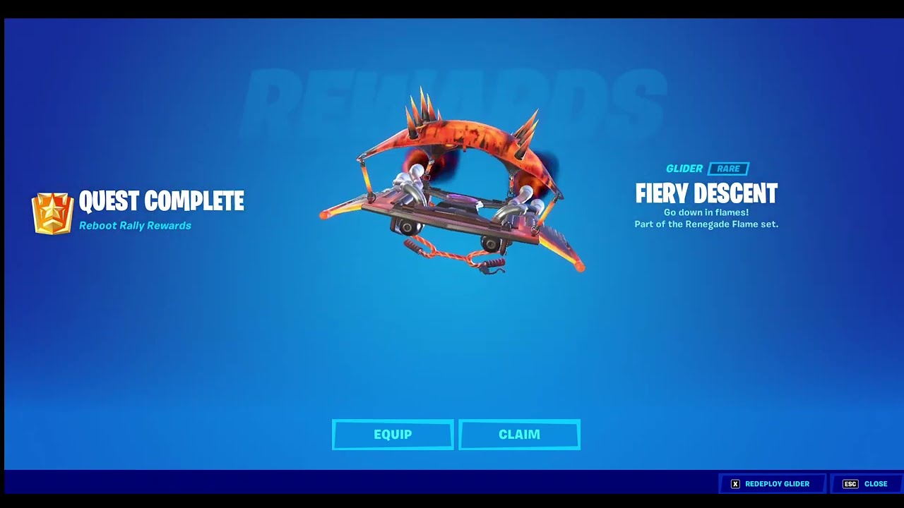the new FIERY DESCENT Glider in Fortnite chapter 3 season 4