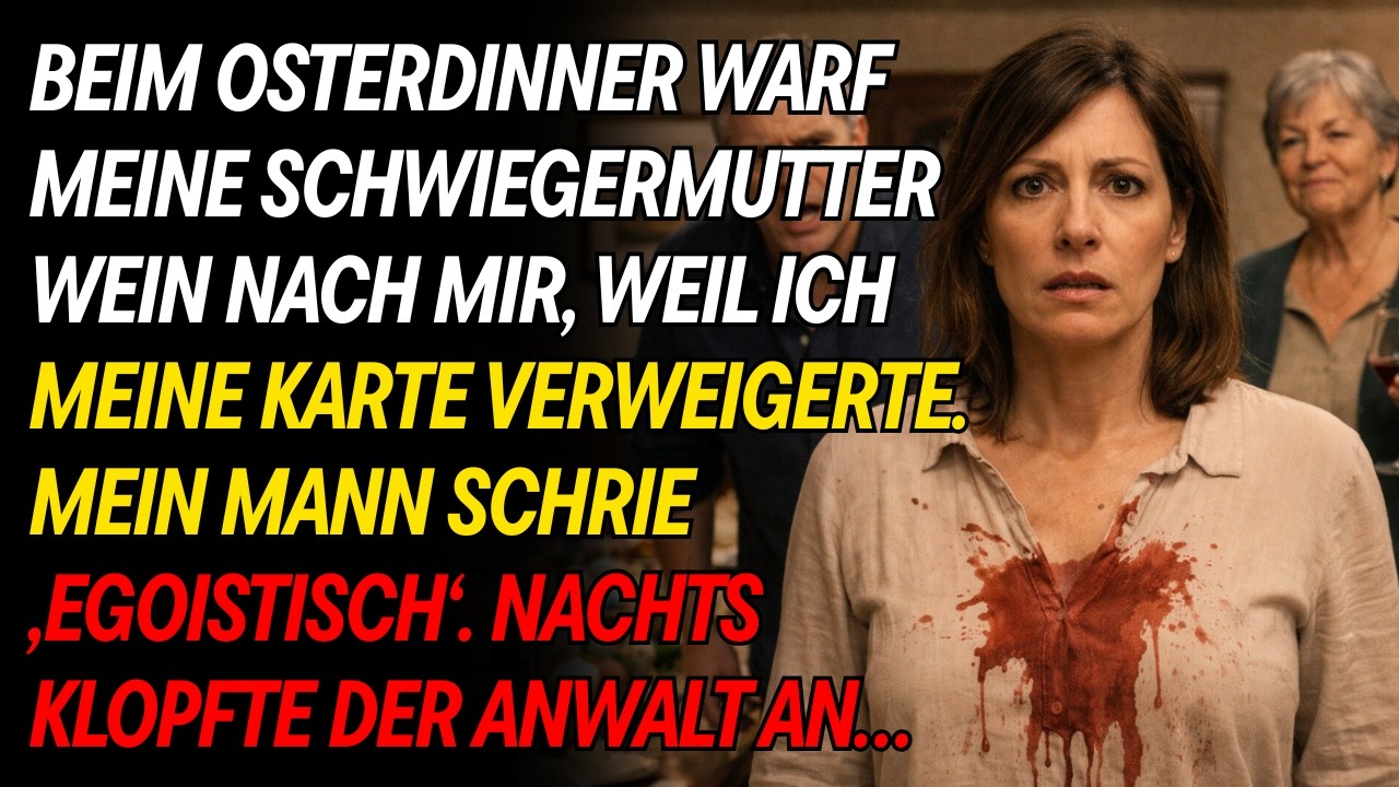 „Du bist egoistisch!“, schrie mein Mann und seine Mutter warf Wein nach mir. Ich rief meinen Anwalt!