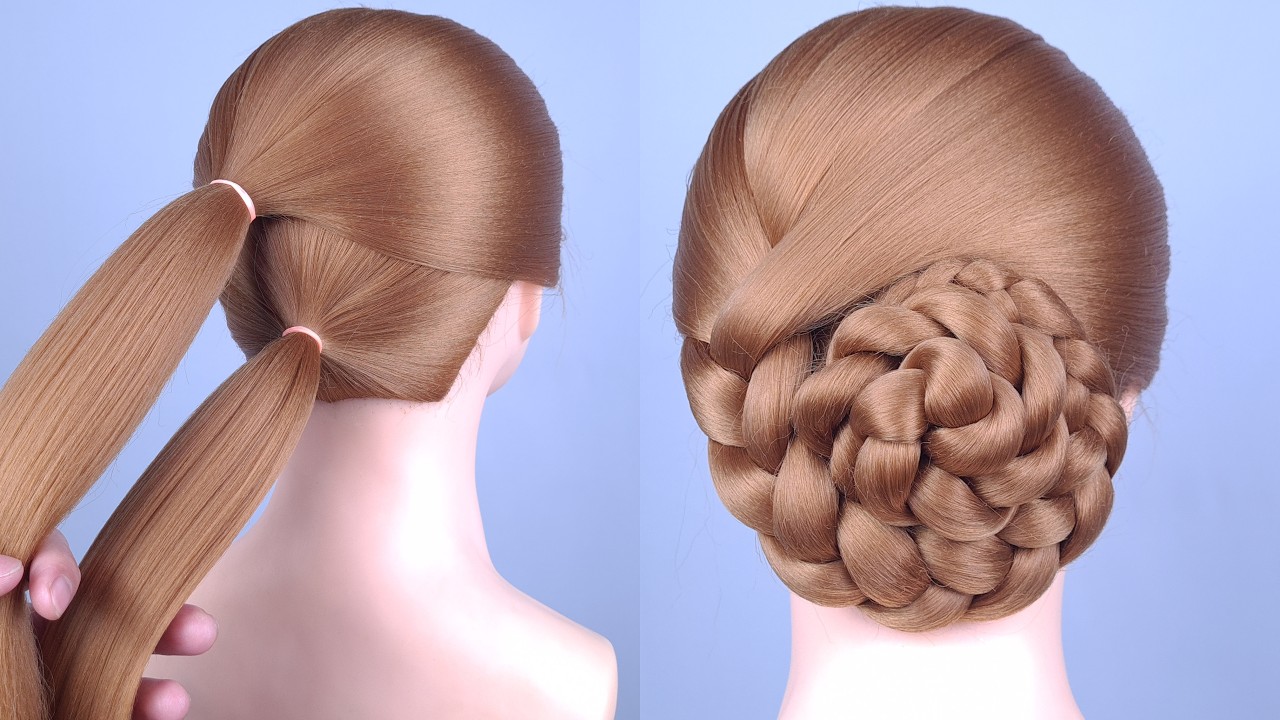 Easy Braided Ponytail to Bun Hairstyle | Elegant Wedding Hair Tutorial