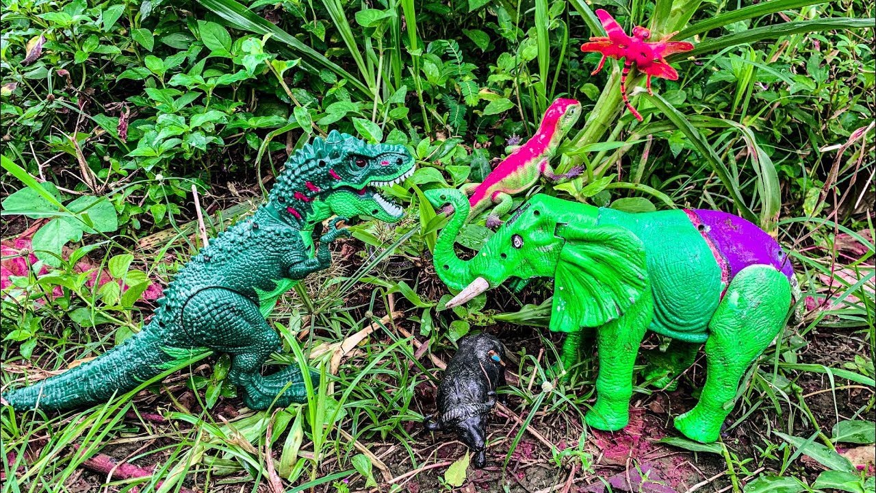 Menemukan mainan hewan ,gajah, dinosaurus,sapi,jerapah,kerbau macan tutul