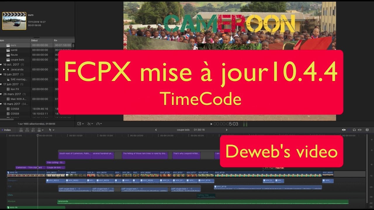 FCPX Mise à jour 10.4.4. Time code