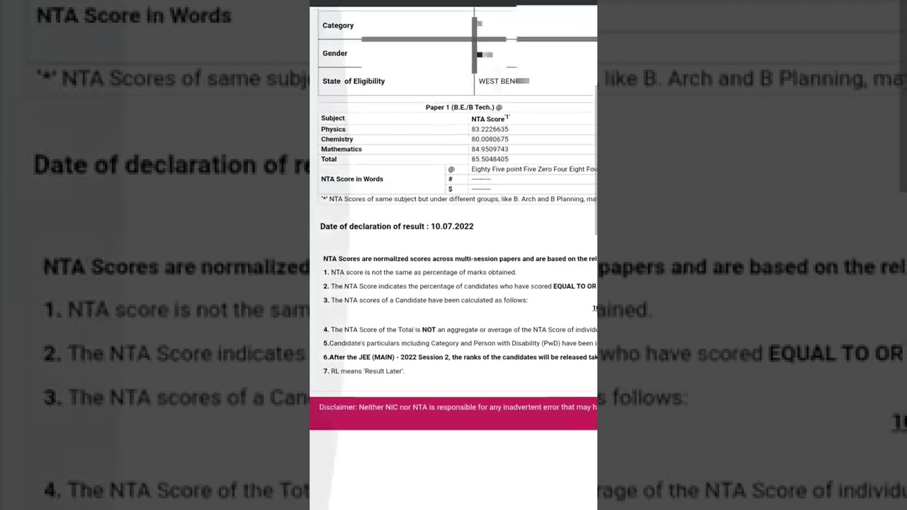 My JEE Mains 2022 Result |🙏🏻#shorts #viralshorts #ytshorts #jeemains2022