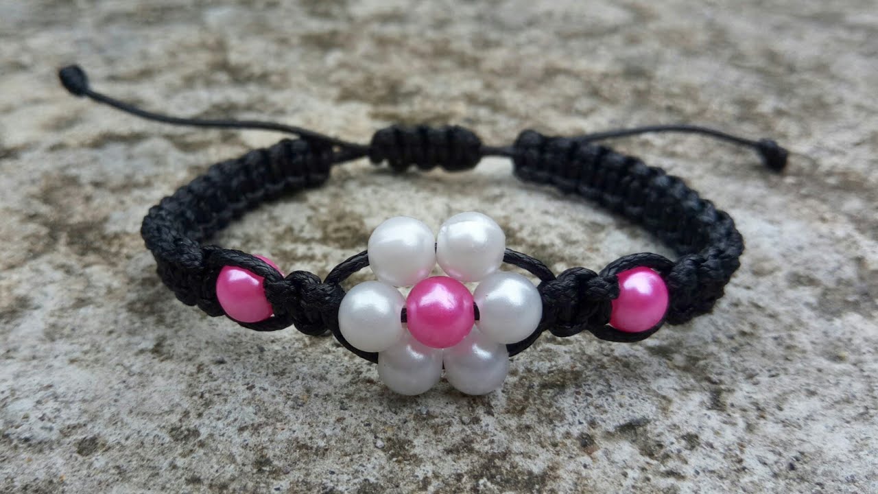 cara membuat gelang tali dengan manik manik || gelang macrame