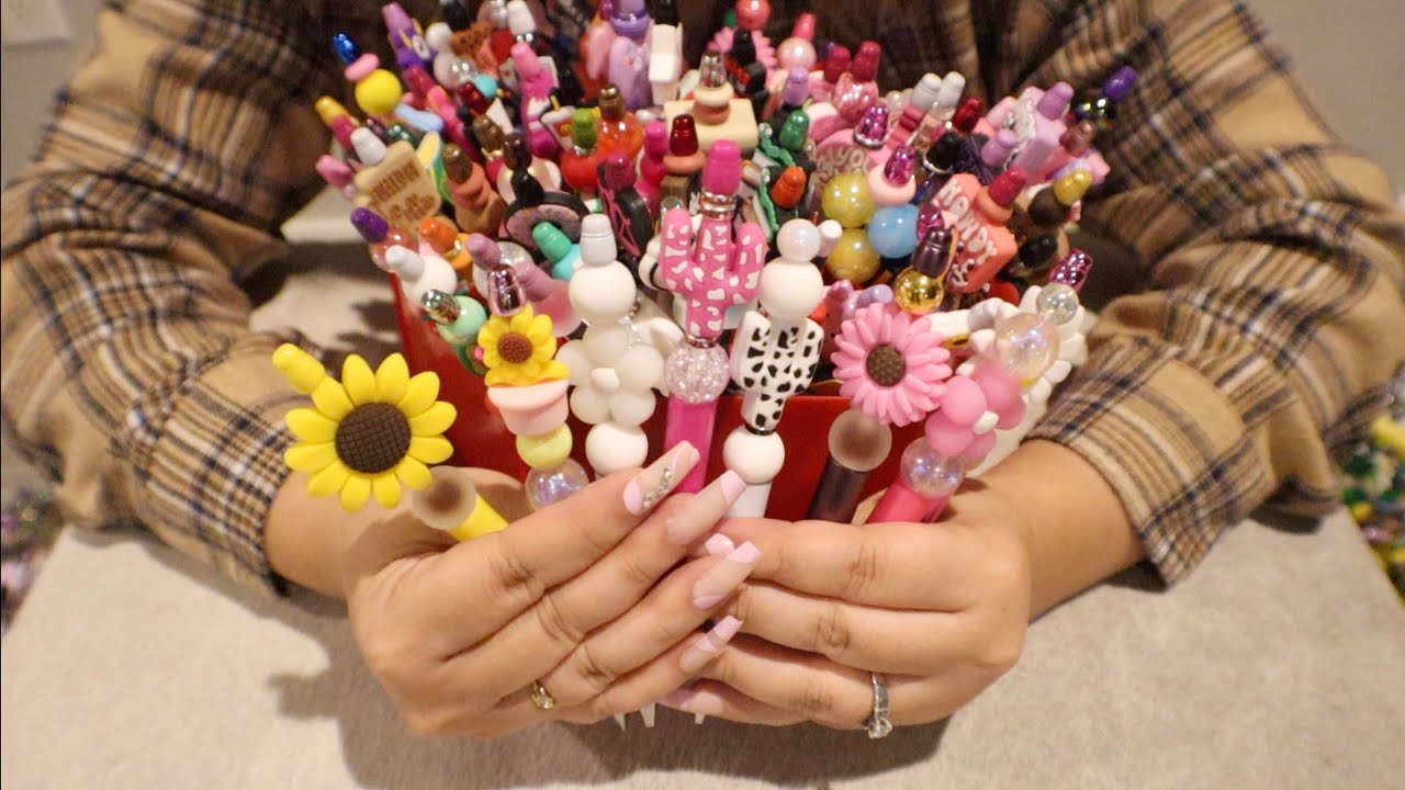 ASMR Making DIY Pens/Organizing Pens/A Lot of Rummaging Sounds💆🏻‍♀️😴