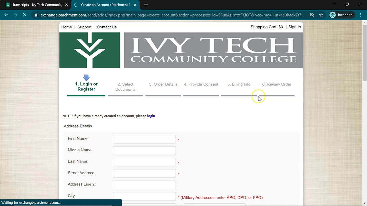 Ordering a Transcript from IvyTech