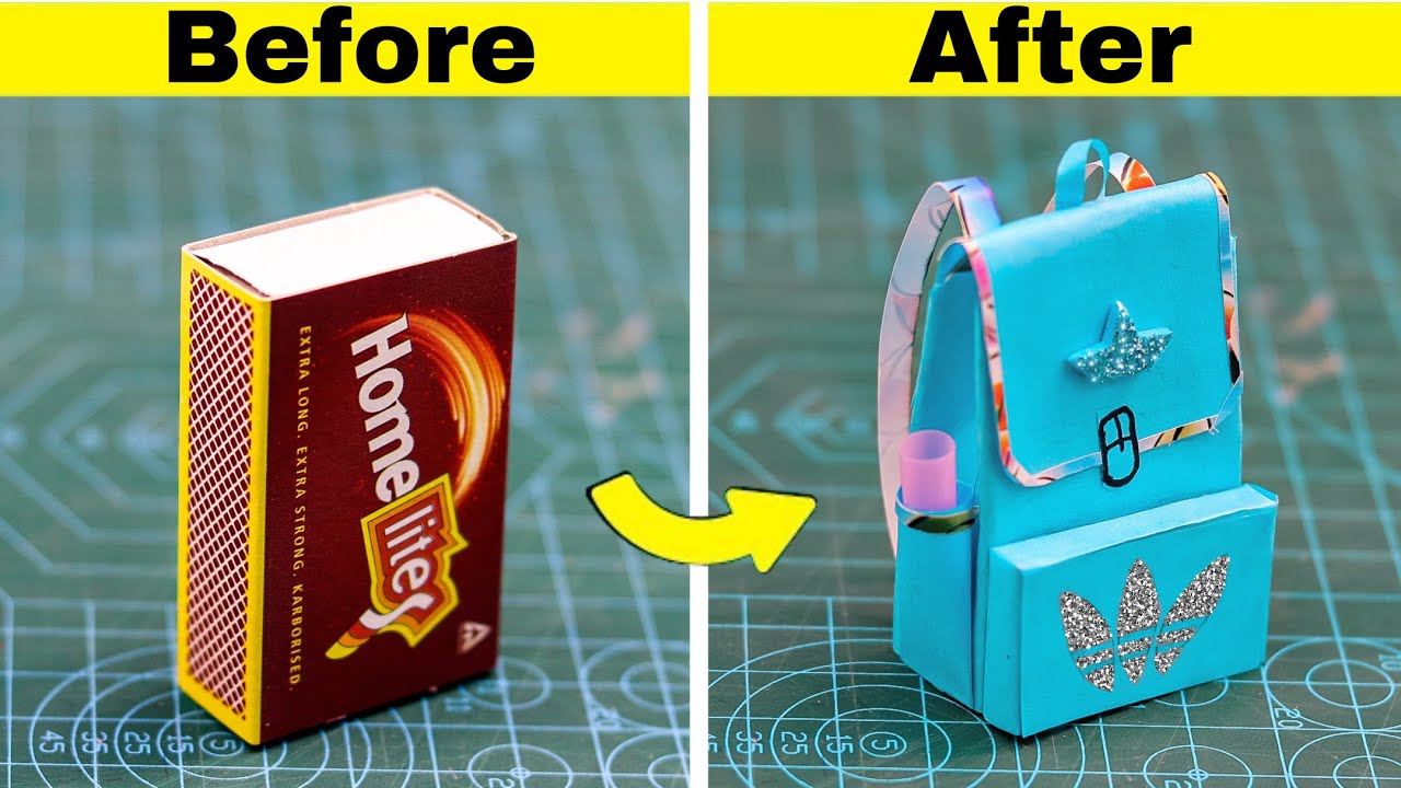 Diy mini school bag from matchbox || How to make mini bag from matchbox