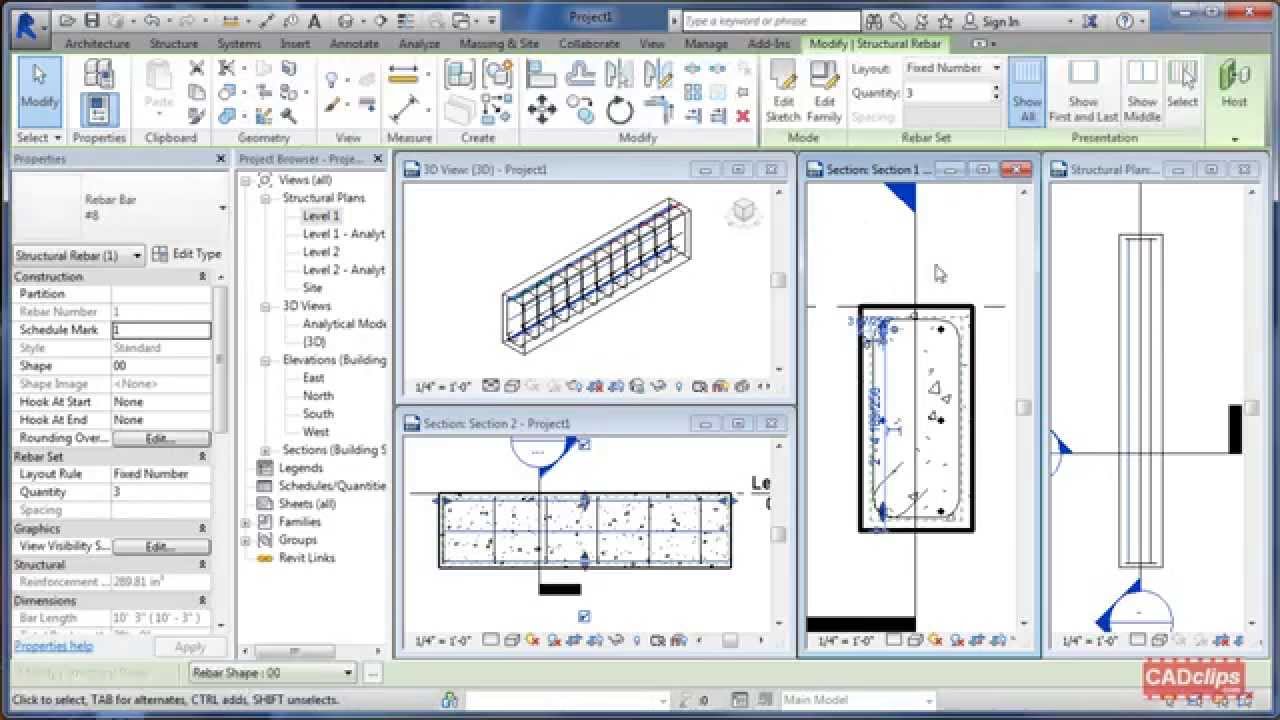 REVIT Structural Rebar Sets Presentation Tips - CADclips