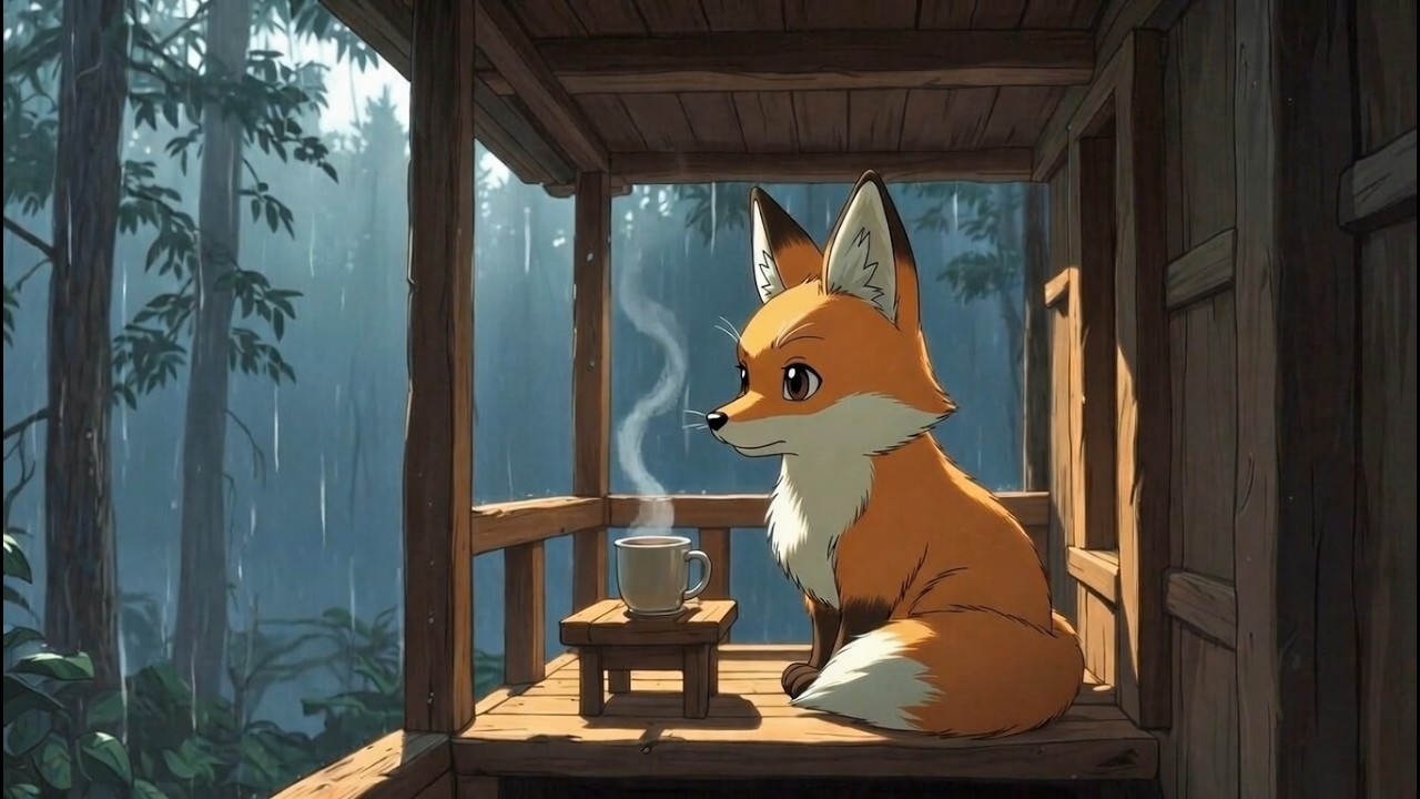 Silent Porch in the Rain ☂️ Cozy Rain Ghibli for Study, Focus