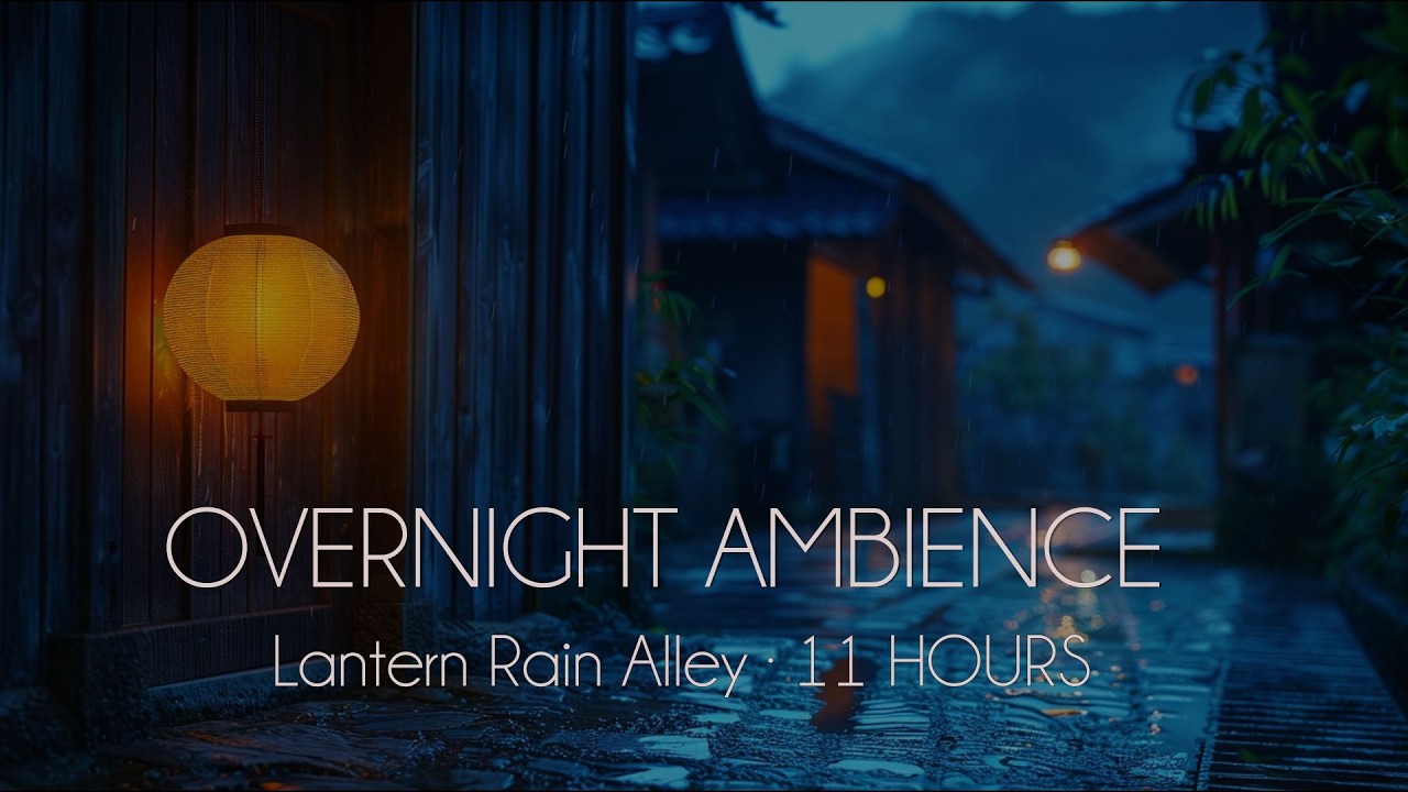 Lantern Rain Alley · 11 HOURS | Calm Night Ambience Black Screen