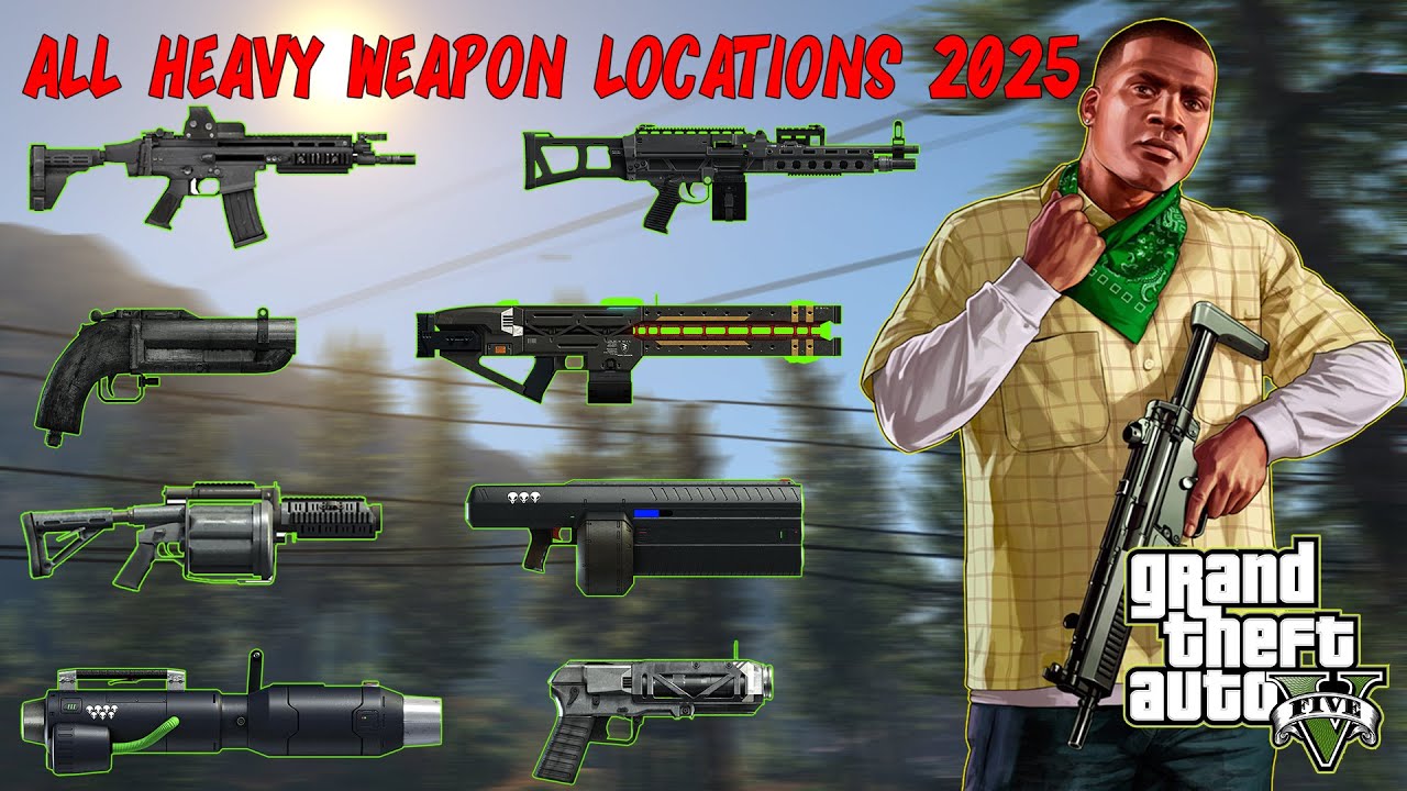 GTA 5 -  All Updated Heavy Weapon Spawn Locations in Story Mode (Railgun,  Minigun, Widowmaker)
