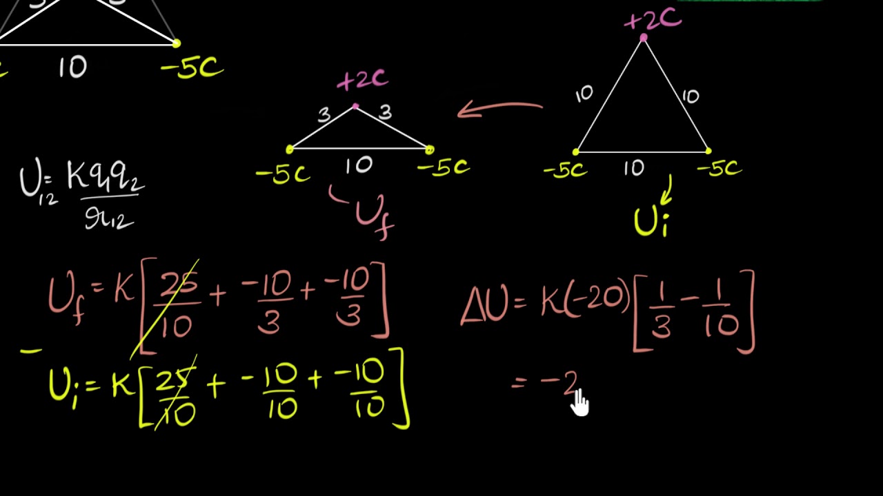 Potential energy of a system of charges: Numerical | Electrostatic potential | Khan Academy