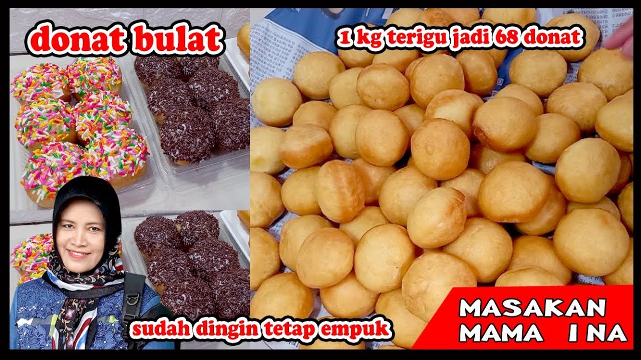 masak besar! donat bulat tanpa telur tanpa ulen no mixer 1.kg jadi 68 biji sudah dingin tetap empuk