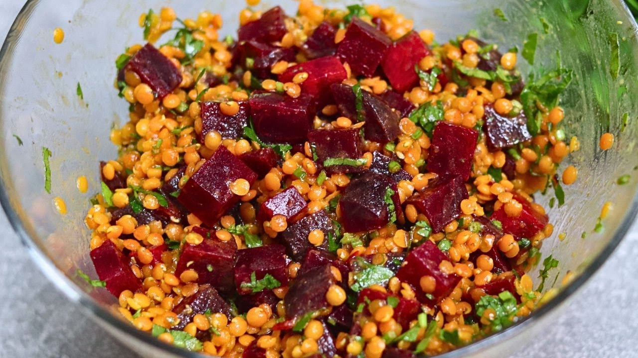 Salat in 15 Minuten! Rote Bete - Linsen-Salat Rezept | schnell, einfach & gesund