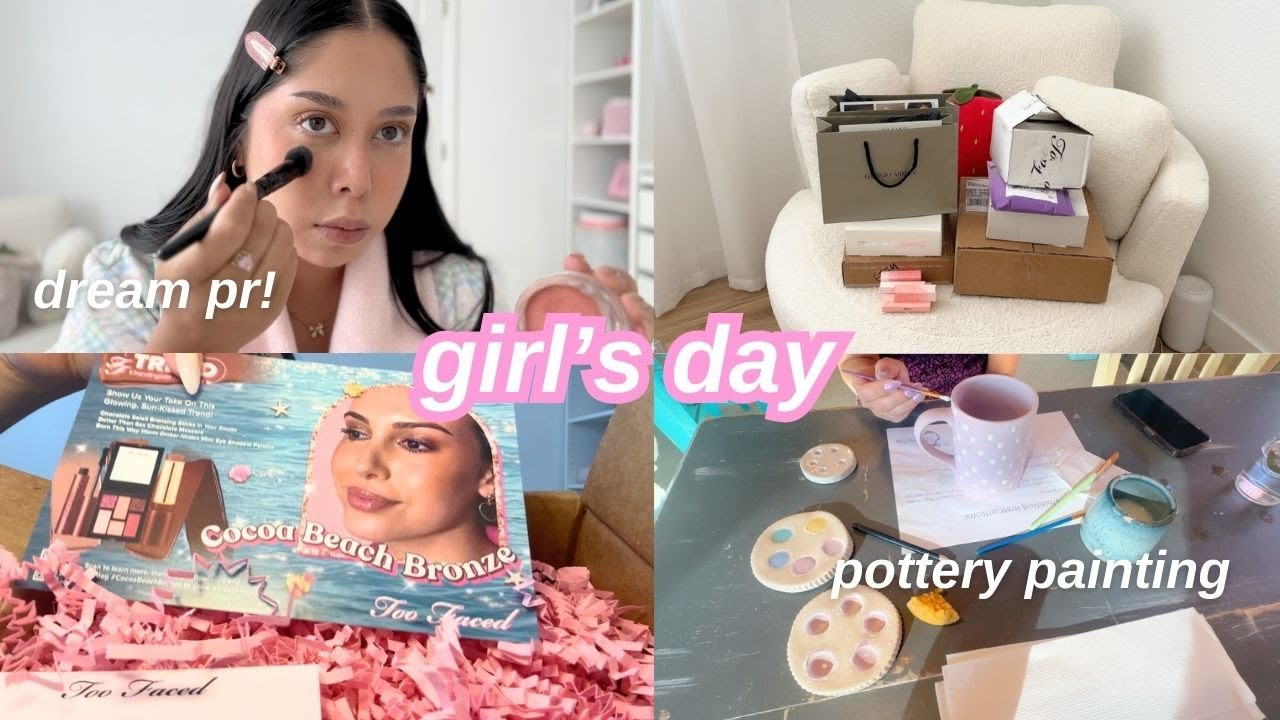 ASMR Vlog | ♥ pottery painting, shopping, & pr unboxing (clicky whispered voiceover)