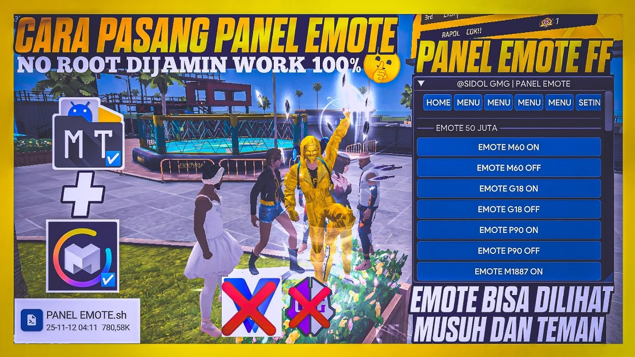 CARA PASANG PANEL EMOTE FF 50JT & EMOTE BELUM RILIS TERBARU🤫 BISA DILIHAT MUSUH NO ROOT TERBARU 2025