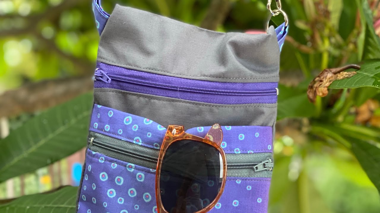 Sew Easy Double zip cross body bag with a pocket