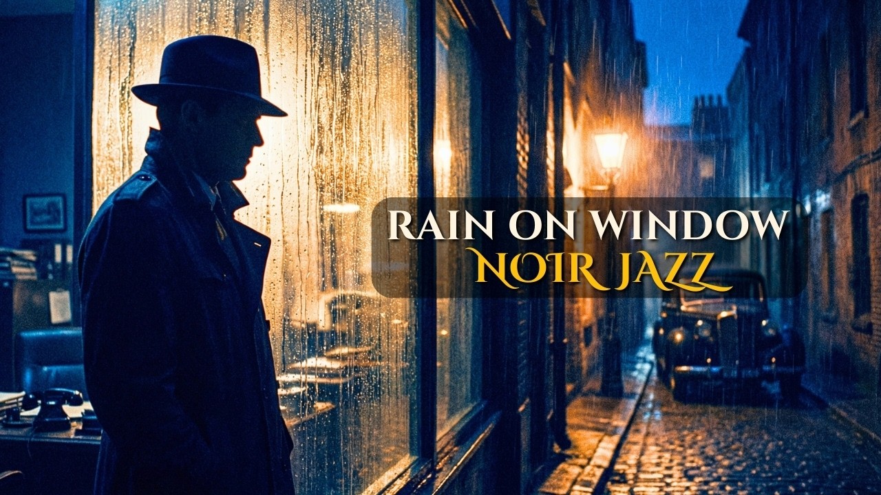 Rain on Window Noir Jazz | Dark Jazz & Rainy Night Ambience 🕵️‍♂️