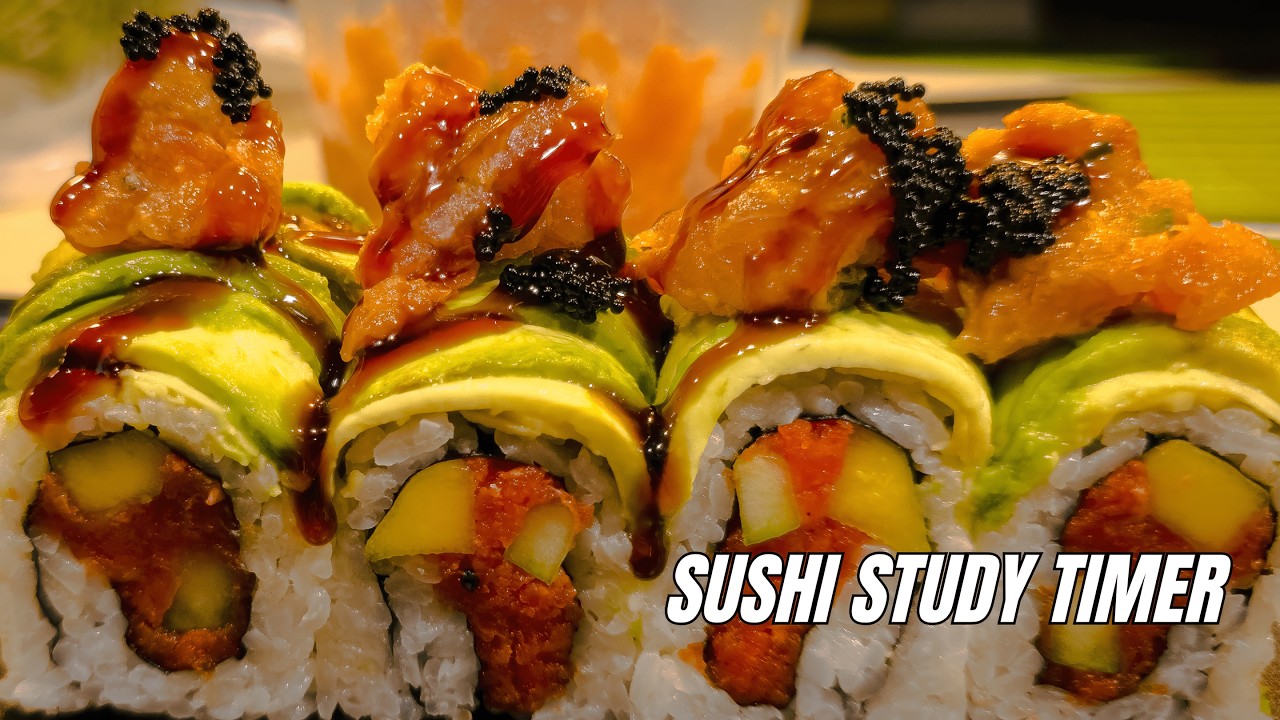 3 Hours 4K Sushi & Japanese Ambience | Calm Study With Me Timer