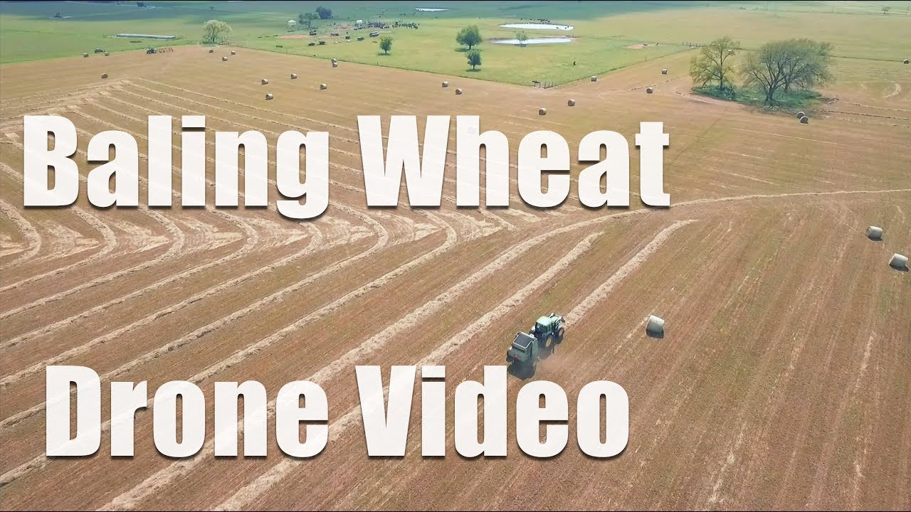 Baling 45 Acres of Wheat Hay - Drone Video