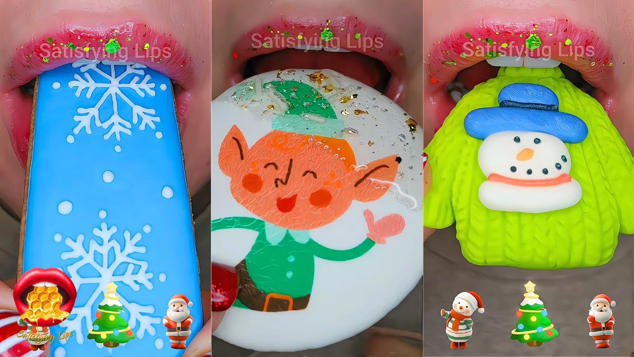 Happy Holidays Relaxing ASMR Satisfying Eating Christmas Themed Food