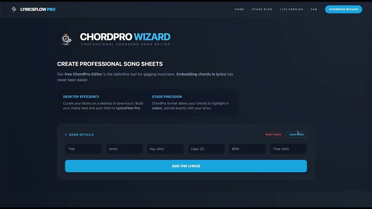 ChordPro Wizard - FREE Online Song Editor