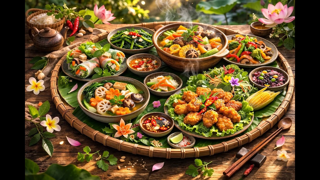 Mâm Cơm Chay Thanh Tịnh | Đậu Hũ Chiên – Bắp Luộc – Su Hào Xào Giản Dị Mà Ngon - Nhà Ông Bà