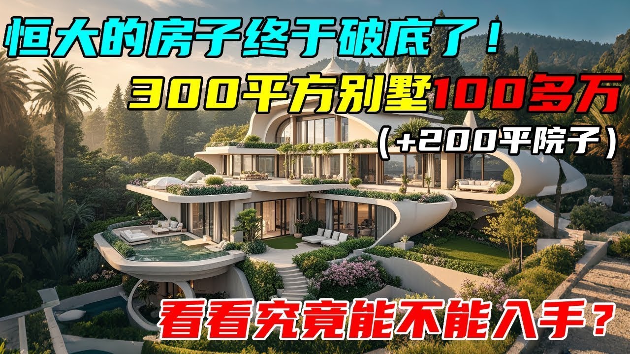 恒大的房子终于破底了！300平方的别墅，现在只100多万，还有200平大院子，看看究竟能不能入手？！