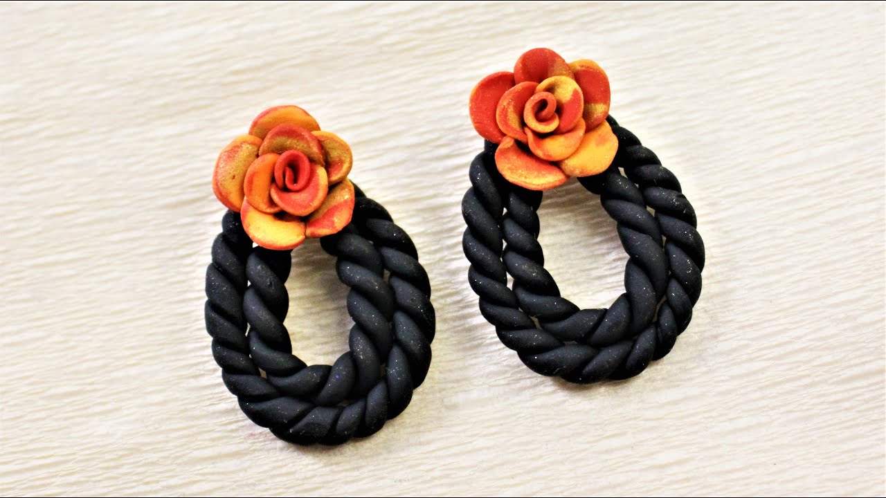 Only 5 minutes |  Make Your Own Polymer Clay Marble Rose Flower Earrings Tutorial | DIY Clay flower