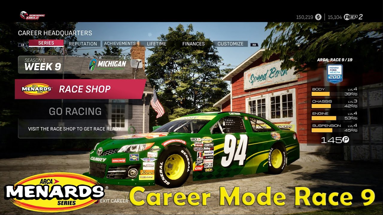 Nascar 25 Career Mode - Arca Season 1 Race 9 - MICHIGAN! (100% Length & 100% Difficulty)
