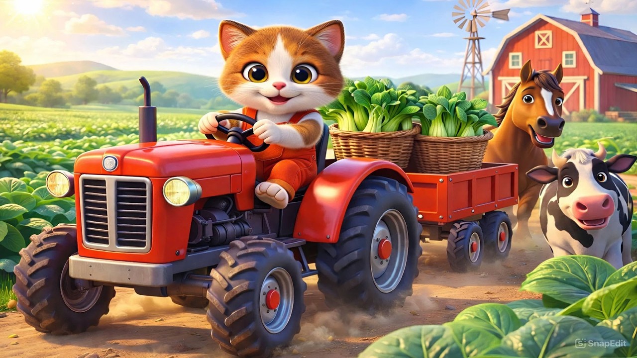 🌅 🐱 Peaceful Morning 🏡🌱  Cat Wakes Up to Plant and Harvest Mustard Greens | Vehicles Farm Animated